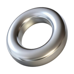 Poster - Silver torus ring metal object render illustration shiny metallic shape design graphic element isolated background