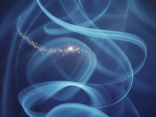 Poster - Abstract Blue Swirls with Sparkling Light Trail for Magic and Dreams