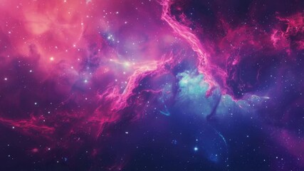 Poster - A purple and blue nebula with stars in the background