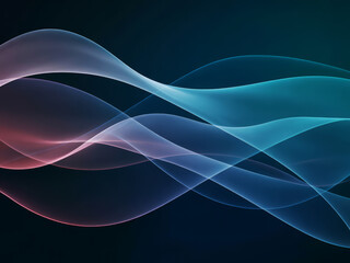Poster - Abstract flowing waves of light in blue and pink on dark background
