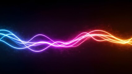 Wall Mural - Flowing Neon Lights in the Dark. Background shows faint textures. Useful for tech visuals