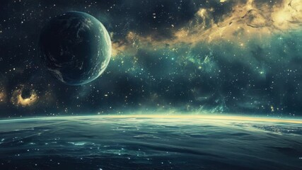 Wall Mural - a stunning view of the earth from space with stars shining bright in the background