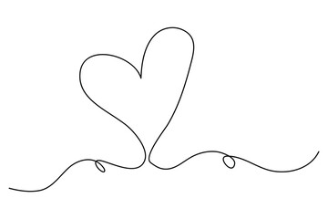 Poster - Continuous line heart drawing simple hand drawn art
