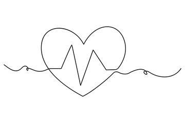 Poster - Continuous line heart drawing simple hand drawn art
