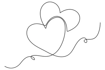 Poster - Continuous line heart drawing simple hand drawn art
