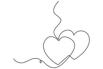 Poster - Continuous line heart drawing simple hand drawn art
