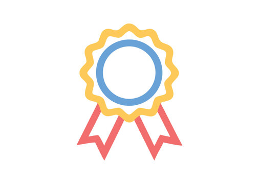 Award rosette with ribbon Vector illustration