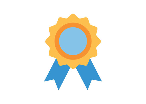 Award rosette with ribbon Vector illustration