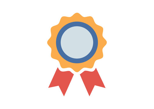 Award rosette with ribbon Vector illustration