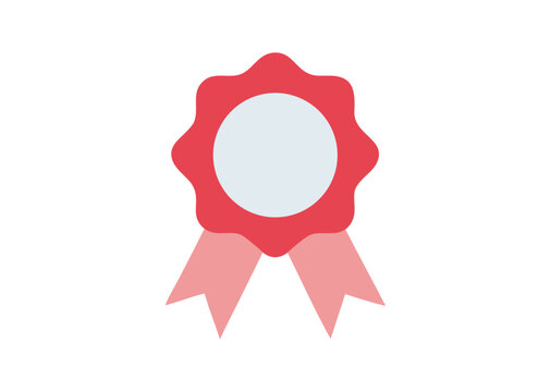 Award rosette with ribbon Vector illustration