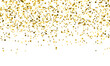 © HALIMA - gold glitter round particles confetti. Luxury sparkling glitter dust falling isolated on transparent background. Falling magic glitter confetti, golden dust. Modern Design elements or decoration, PNG