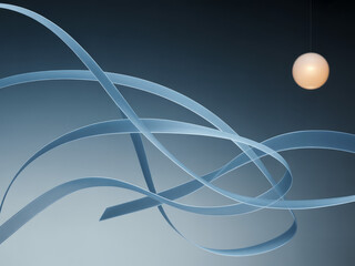 Poster - Abstract Blue Ribbon Design with Soft Light on a Gradient Background