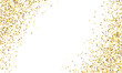 © HALIMA - gold glitter round particles confetti. Luxury sparkling glitter dust falling isolated on transparent background. Falling magic glitter confetti, golden dust. Modern Design elements or decoration, PNG