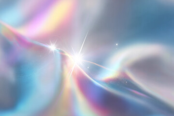 Wall Mural - abstract soft pastel light waves with sparkling starbursts and gentle rainbow hues in a dreamy ether