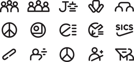 Poster - Collection of modern line icons representing people and concepts