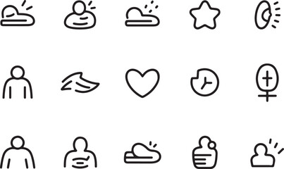 Poster - Collection of simple outline icons representing people stars hearts and time