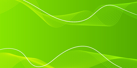 Poster - Abstract wave element for design. Green. Digital frequency track equalizer. Stylized line art background. Colorful shiny wave with lines created using blend tool. 