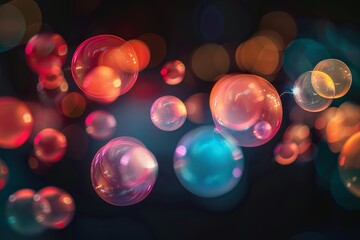 Poster - Soap bubbles floating and creating a beautiful colorful festive atmosphere