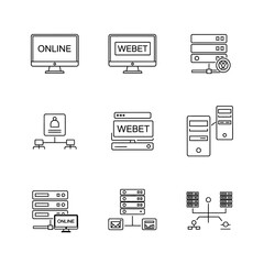 Fototapete - Vector art of computer and network icons showing servers and online connections