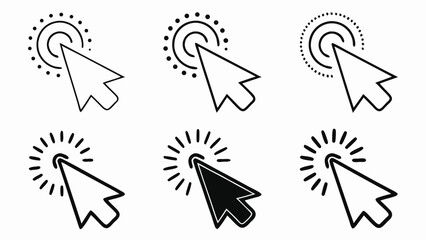 Fototapete - Vector art of various styles of a computer mouse cursor clicking icon for digital interaction