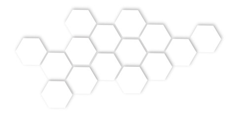 Fototapete - Abstract geometric technology 3d white bright hexagon polygonal honeycomb luxury pattern vector background.
