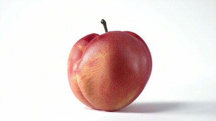 Poster - Fresh peach with a leaf stuck to the fruit
