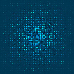 Poster - Semitone with colored and neon circles. Blue abstract background with lots of small blue dots. Vector EPS 10.
