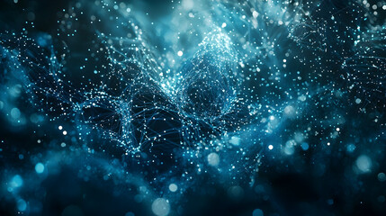 Abstract network connection structure with dots and lines for technology background