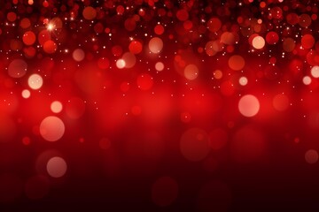 Poster - Abstract red bokeh background with glowing particles creating a festive christmas atmosphere