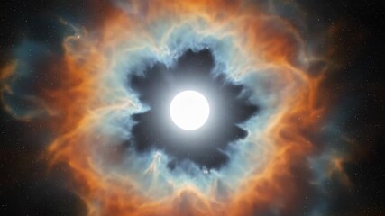 Wall Mural - bright star in cosmic nebula - a luminous white star is encircled by a vibrant, swirling nebula disp