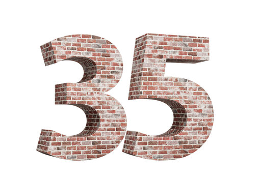 Number Thirty Five 35 Digit Made Of Old Grunge Texture Wall Of Bricks 3D Illustration