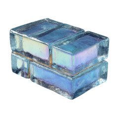 Poster - Isolated Glass Bricks with Iridescent Finish on a Transparent Background for Creative Projects