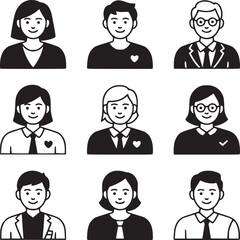 Poster - Diverse professional avatar vector set: business people, team members, employees, and staff icons