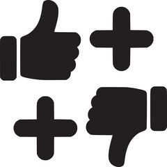 Poster - Thumbs up and down plus sign vector illustration for social media feedback and rating concept