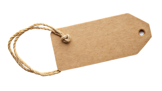 Craft-paper-tag-with-twine-key -ring-isolated-on-white-background, png, ai generated.