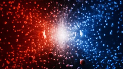 Canvas Print - abstract red and blue energy collision - a visually stunning abstract video depicting a collision of