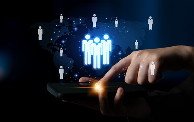 Poster - Global human network and workforce distribution highlight human, network, and global presence through digital connection and team coordination Latch