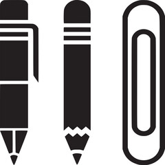Poster - Vector illustration of pen pencil and paperclip for office stationery and school supplies design element