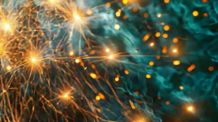 Wall Mural - a close-up shot of fireworks exploding in the sky, surrounded by sparks