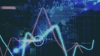 Poster - Cyan and red line traces entering left oscillating rocketing settling representing data trends