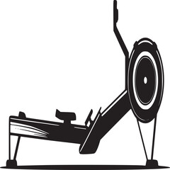 Poster - Rowing machine silhouette vector illustration for fitness workout and gym equipment design needs