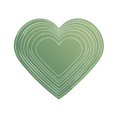 Poster - Abstract Olive Green Heart Shape with White Lines, Gradient Pattern