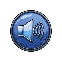 Poster - Illustration of Audio Volume Icon Signifying Loudness on a Circular Blue Button