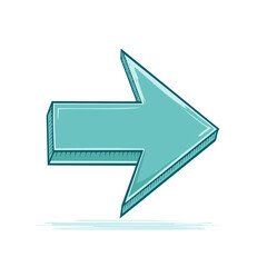 Poster - Teal Arrow Pointing Right Hand Drawn Style Graphics, Directions Guidance