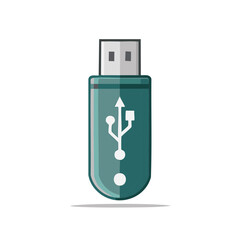 Poster - Vector Illustration of a Teal USB Flash Drive with Connector and Arrow Design for Data Storage and File Transfer