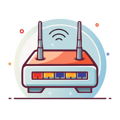 Aufkleber - Wireless Router Illustration with Antenna for Internet Connection, Network and Data Transmission Equipment