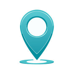 Poster - Stylized turquoise location pin vector icon with circular shape