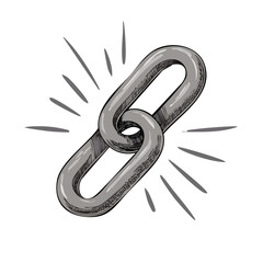 Poster - Metal chain links joined with shine marks, symbol of connection, partnership
