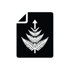 Poster - Black Document Icon with Fern Design and Upward Arrow Symbolizing File Upload