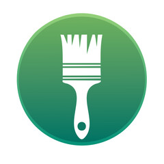Poster - Paint Brush Icon on a Green Gradient Circle Symbolizing Art Creative Process